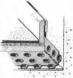 Den huvudsakliga funktionen hos polyetenfolien är att den fungerar som en effektiv fuktspärr. Förhöjningarna möjliggör en gastrycksutjämning men ventilationen i spalten under folien är obetydlig.