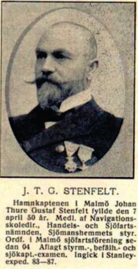 1899 chef för hamnen i Malmö. Vem var denne man? Jo, Gustaf Stenfelt, vårt sällskaps fjärde Styrande Mästare, 1918-1923.