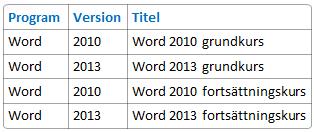 4. Lägg till 2 rader och fyll i dom.