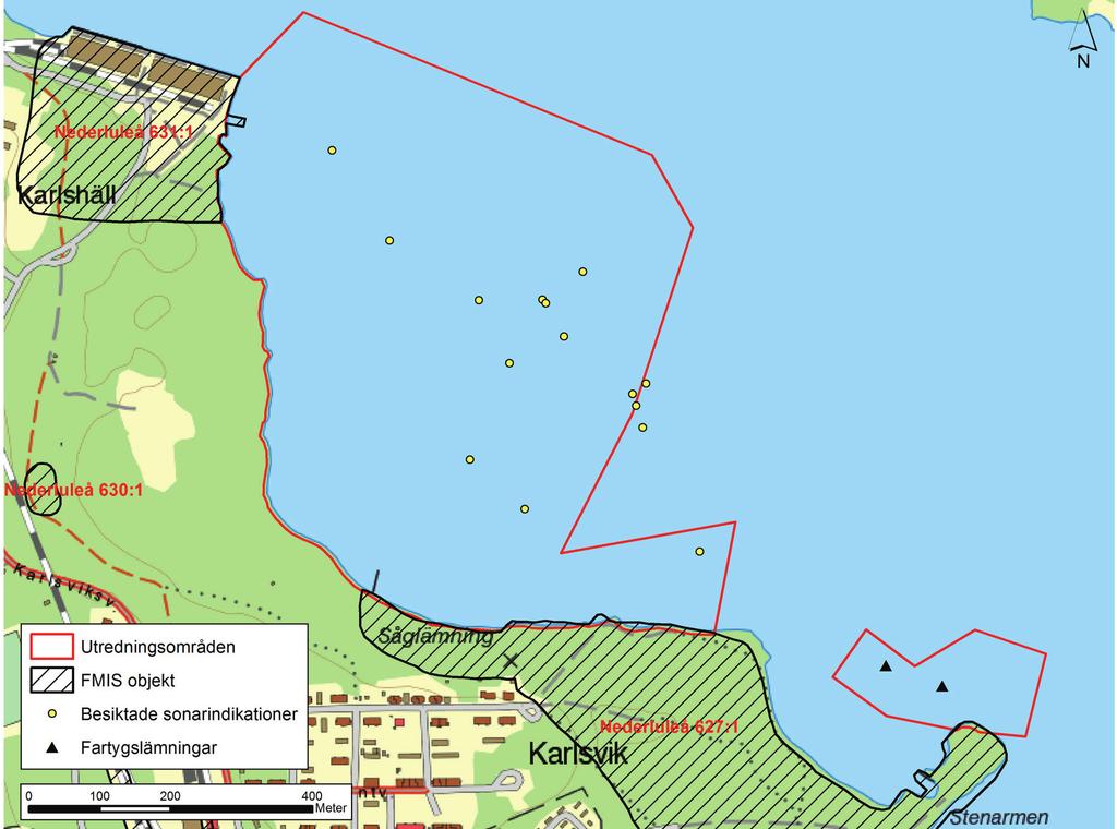 historiska lämningar kommer att beröras av planerade muddringsarbeten i området. Vid dykbesiktningarna påträffades inga fornlämningar.