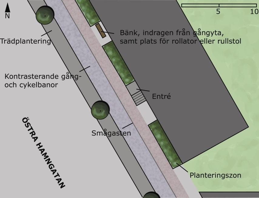 Förslag till ny utformning av Östra Hamngatan.
