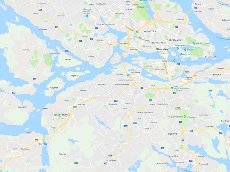 landmärke och destination. Kungens kurva är beläget ca 15 km söder om Stockholms centrala delar, i den nordvästra delen av Huddinge kommun.