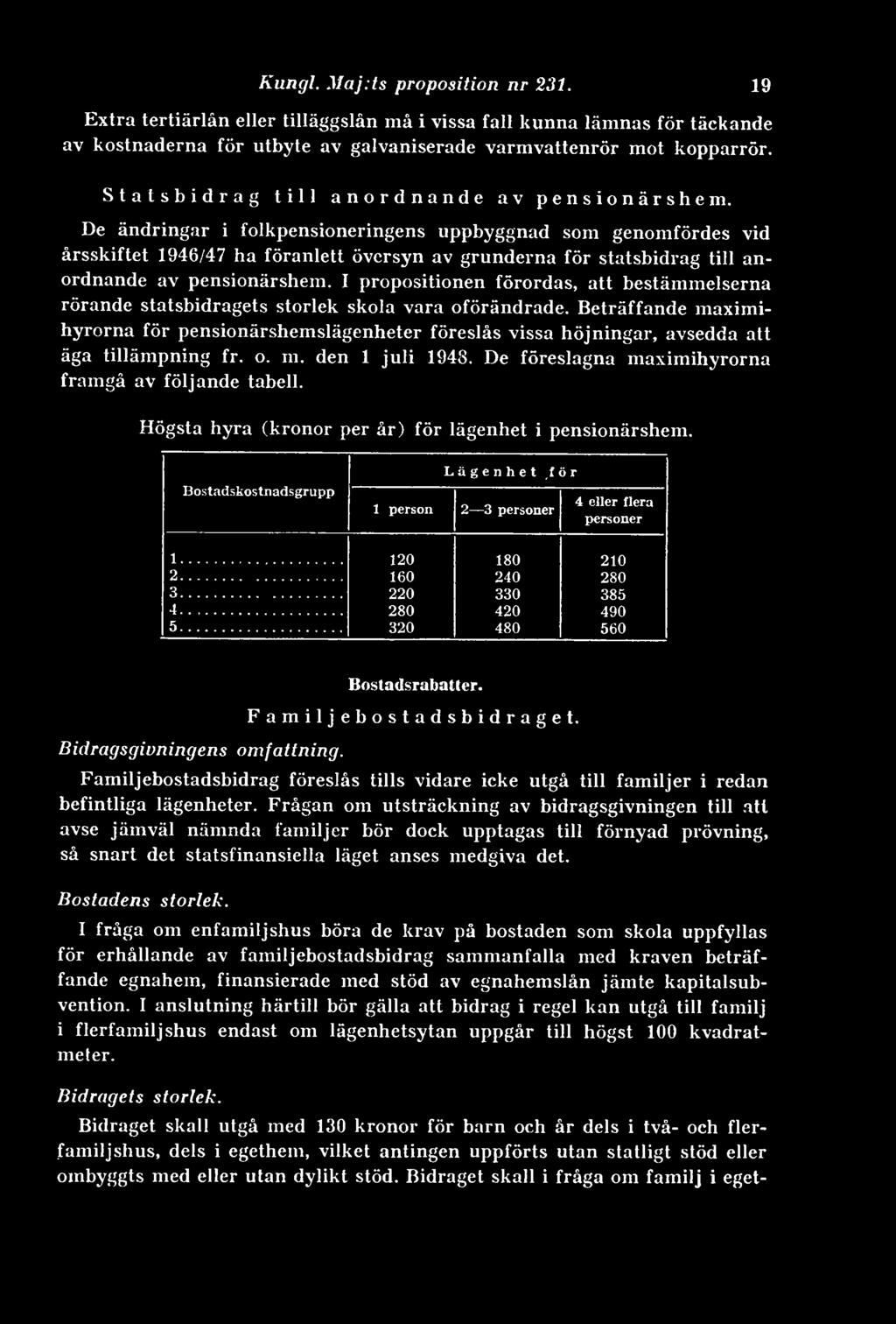 De ändringar i folkpensioneringens uppbyggnad som genomfördes vid årsskiftet 1946/47 ha föranlett översyn av grunderna för statsbidrag till anordnande av pensionärshem.