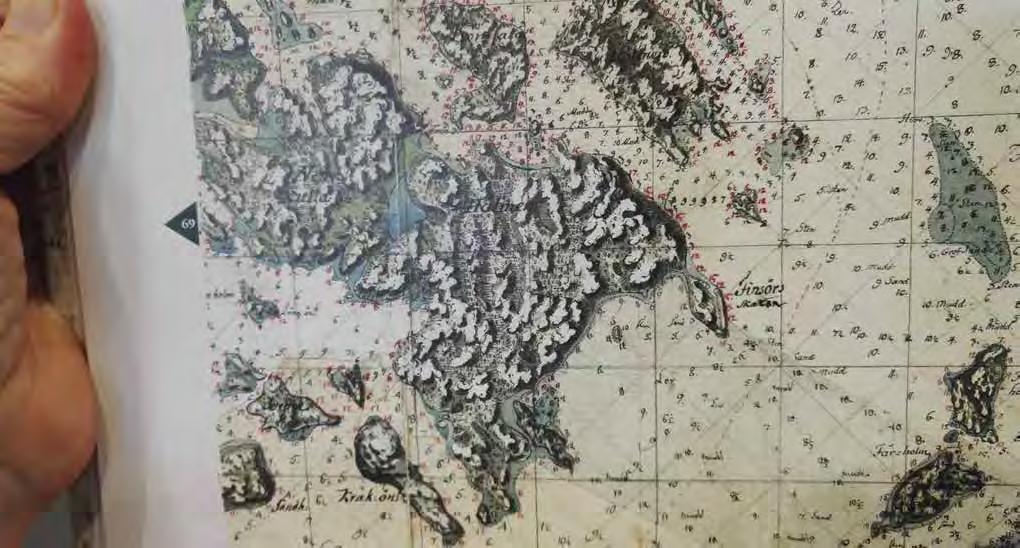 n. vuodelta 1918. Uppe: Karta över området av C. N. Klercker, 1790-talet.