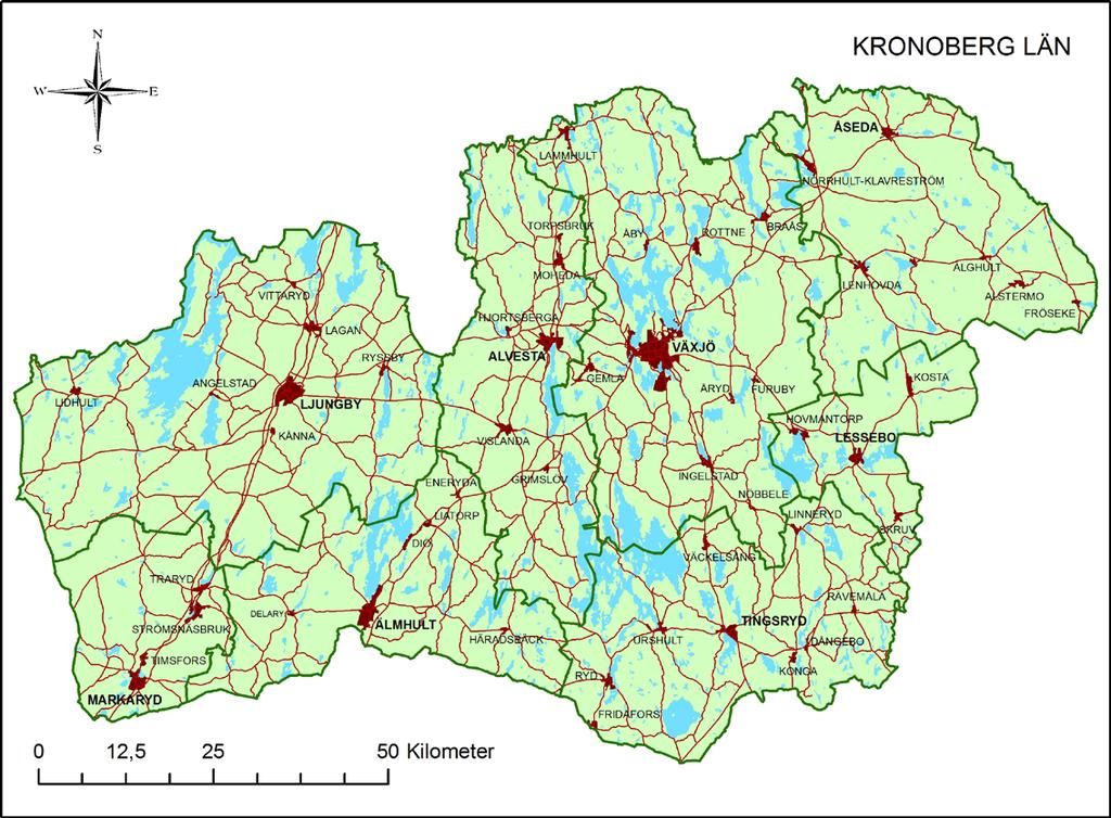 Karta över Kronobergs