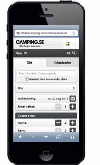 Nu är 180 campingplatser på Camping.se bokningsbara direkt i mobilen I juni lanserar Camping.se riktig mobil bokning. Betalt och klart.