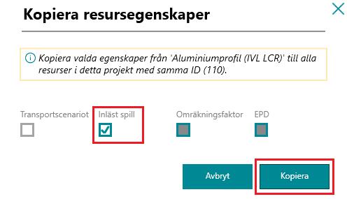 Vi kan nu välja att tillse att spillandelen blir samma för samtliga identiska resurser inom projektet. 1.