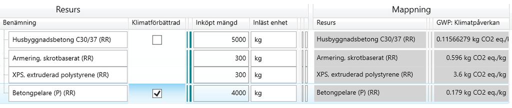 4.24 Välja klimatförbättrat alternativ För resurser som det i BM:s klimatdatabas finns ett klimatförbättrande