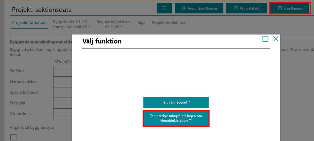 Välj var xml-filen ska sparas. Ange sedan vilket underlag täckningsgraden ska beräknas på.