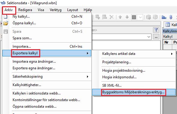 till Excelformat (.xlsx) på nedanstående sätt. 1. För att inkludera spill i beräkningen väljer du Underlag>Spill-beräkning>OK. 2.