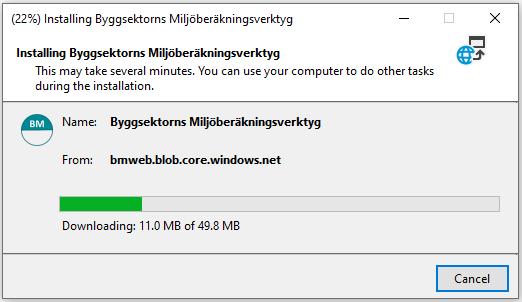 4. En dialog kommer visa installationsprocessen. 5. När applikationen är installerad kommer du hitta den via startmenyn. 1.