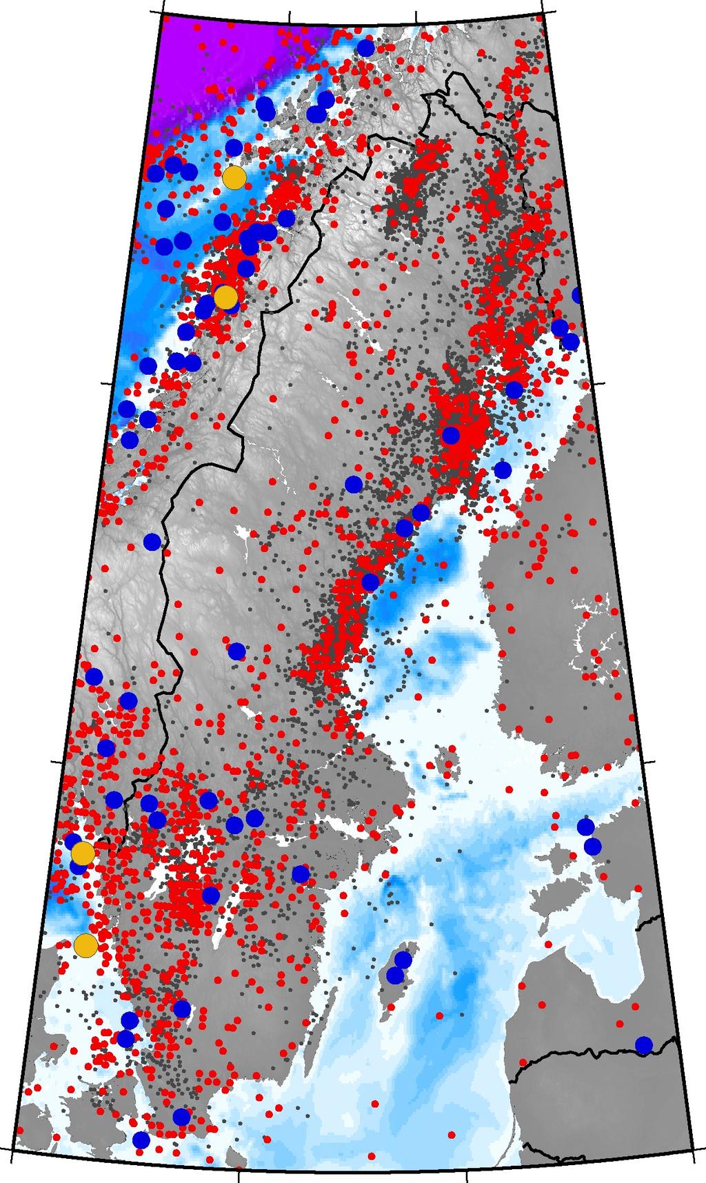 Torneträsk i norr. Drygt 11 000 skalv analyserade sedan år 2000.