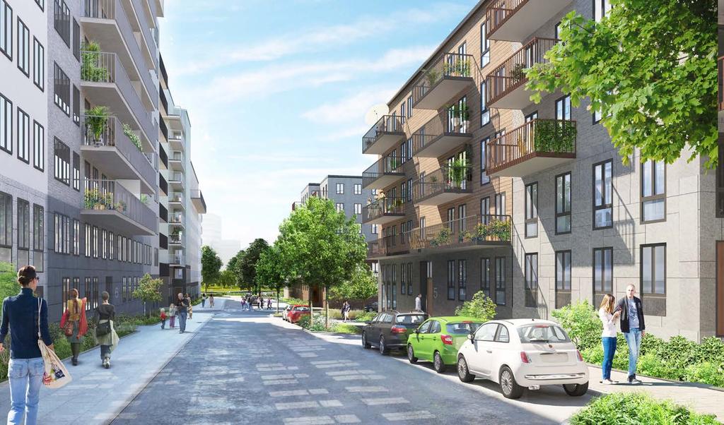 Sida 13 Bostadsbebyggelsens utformning FASADER Fasaderna delas in vertikalt för att skapa en genomgående struktur och identitet i stadsdelen.