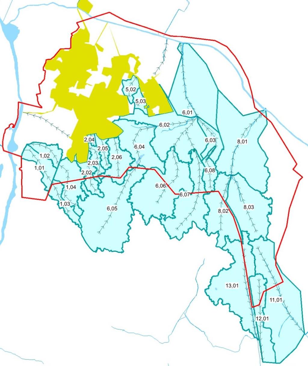 Delavrinningsområden med flöden har beräknats i syfte att utgöra ett underlag vid utformning av framtida exploatering samt bedömning av påverkan.