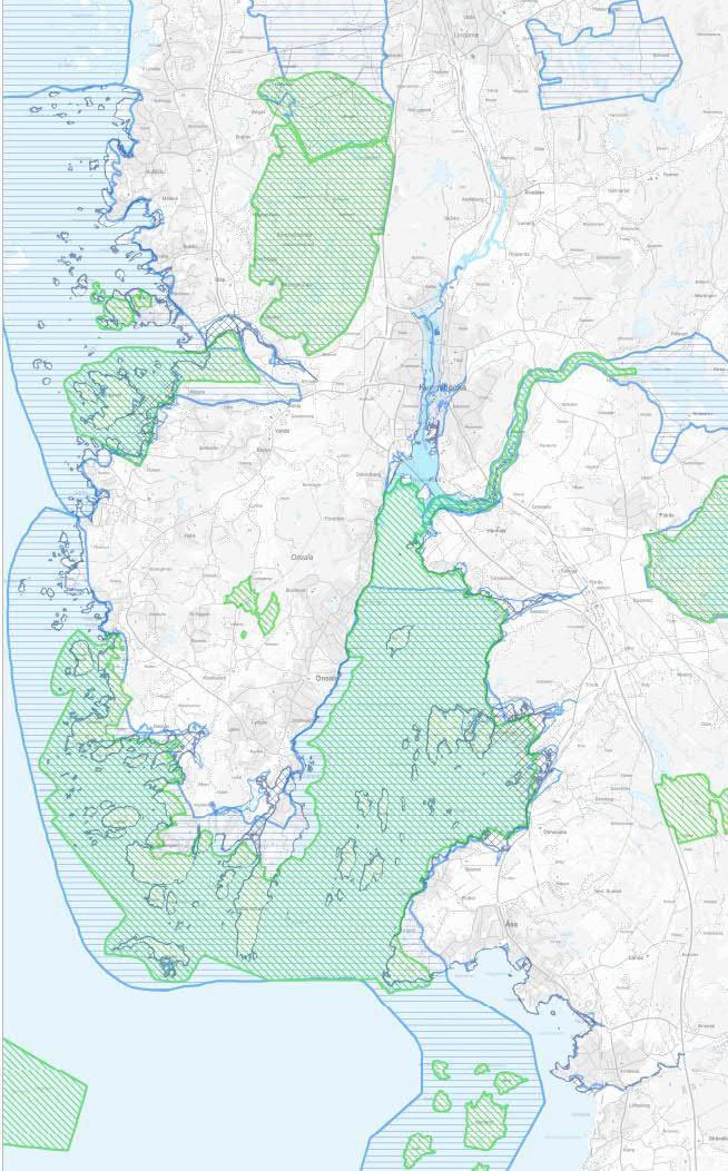 Figur 6. Redovisning av riksintressen för naturvård och friluftsliv inom avgränsningsområdet. 5.4.