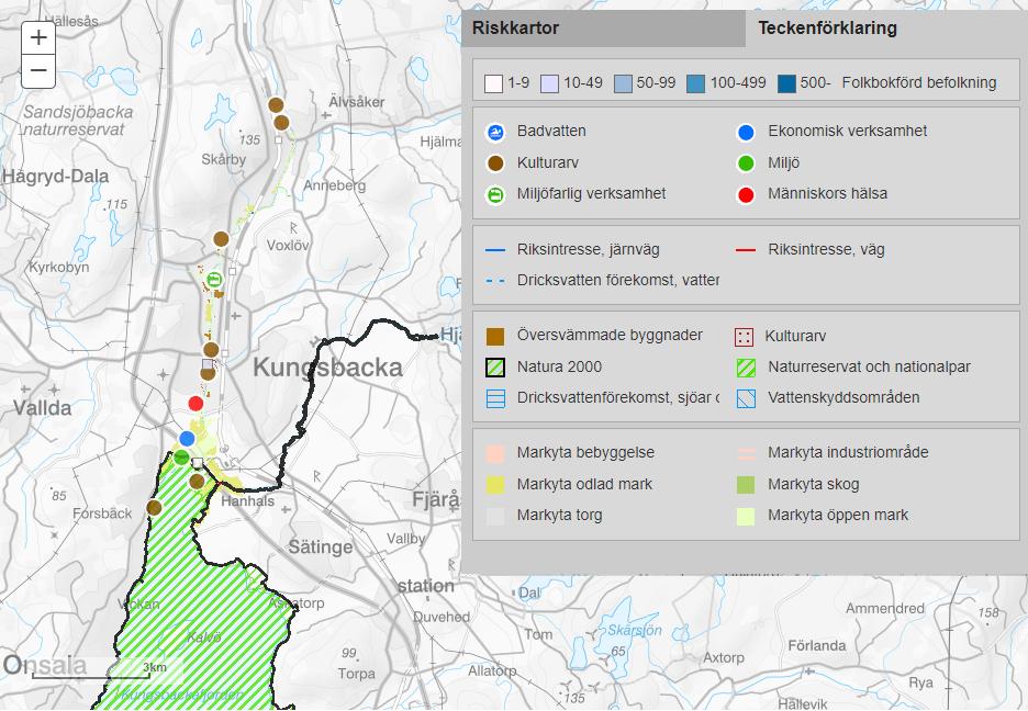 ekologisk status men liksom för Kungsbackaån uppnår den kemiska statusen ej god. 4.2. Källa: Kungsbackaån. Flöde: 100-årsflöde Figur 5.