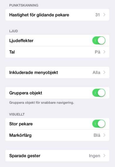 Det finns många inställningar för att anpassa funktioner och egenskaper hos Ipad utifrån individuella