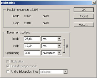 Ändra bildstorlek (Photoshop CS 3) Sid. 5 Om du vill återställa de originalvärden som visades i dialogrutan Bildstorlek håller du ned Alt (Windows) eller Alternativ (Mac OS) och klickar på Återställ.