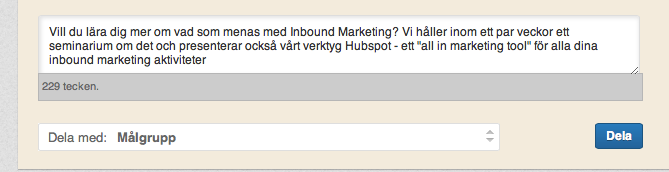 T ex uppdaterar vi på Marketinghouse vår sida med bloggposter från vår företagsblogg, när vi gör events, föreläsningar, inbjudningar, tips och råd etc.