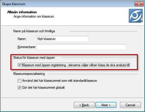 Med hjälp av klassrum för öppen registrering kan läraren skapa färre klassrum, och eleverna kan välja vilken klass de ska ansluta till.