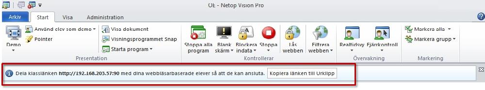Portnumret är som standard 90, men detta kan ändras via
