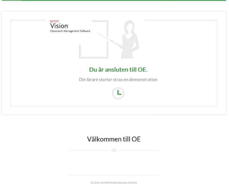 När eleven har anslutit till klassen visas en välkomstskärm, varefter eleven kan se en demonstration som