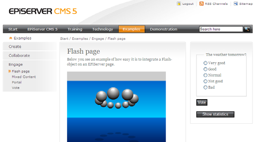 Det finns många bra exempel på hur EPiServer CMS är motorn i webbplatser som nästintill enbart består av flash.