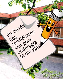 Exempel på hur svenskan ges utrymme på väggarna i S:t Olofsskolan. Logon valdes ut bland tävlande elevbidrag.