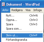 1 SKRIV UT Grundläggande utskrift (del 1) Följande exempel beskriver hur du skriver ut ett dokument från WordPad.