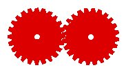 Om det stora hjulet är det drivande, ökar vi i stället hastigheten. Rotationsriktningen hos de båda hjulen är olika.