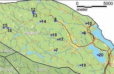 havsöring, öring 10 Uttersjöbäcken, öring, abborre 11 Kramfors kommun, ej med på kartan Rislandsån, öring, gädda 12 Svartån, öring, gädda 13 Storhällsjön-Lillhällsjön, öring, abborre 14 Frettentjärn,