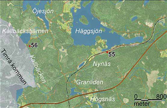 55 Trefaldighetskälla 56 Minnesplats Till denna källa gick ungdomarna vid Trefaldighetssöndagen och drack brunn. Under senare tid har en slang lagts ut för att samla vattnet från bäcken en bit upp.