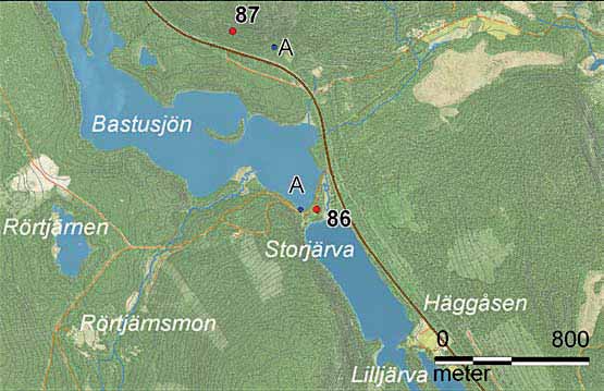 86 Bastusjön bad och fångstgropar I området runt Hornsjömoarna finns flera fångstgropsystem.