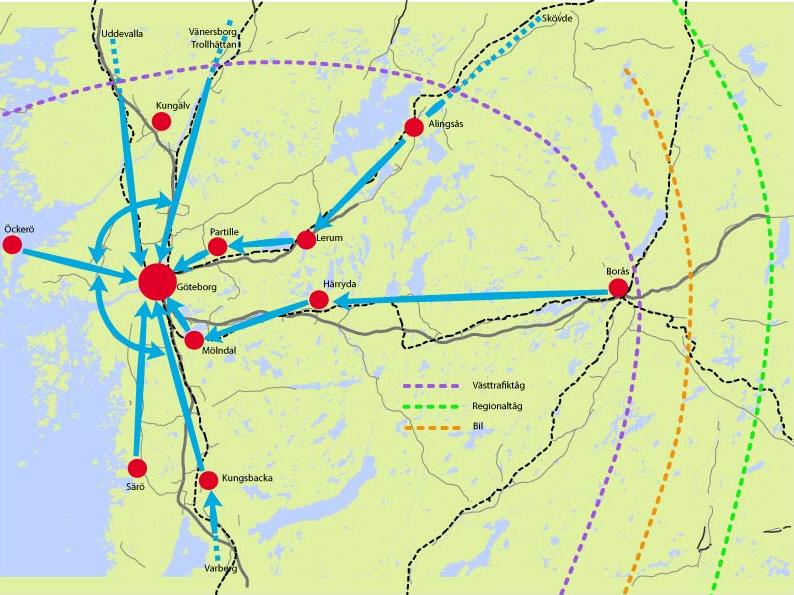 Stambanan har dubbelspår. Norge-Vänerbanan byggs ut till dubbelspår i december 2012. Bohusbanan och Kust-till kustbanan har enkelspår. Figur 3.