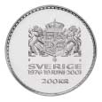 Liksom vid präglingen av FN-myntet från 1995 var Sverige påverkat av de franska jubileumsmynten som präglas som reguljära mynt i stora upplagor. Åtsidan visar konungens porträtt i profil.