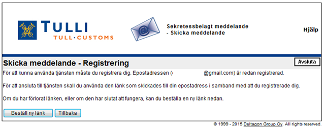 e-postadress i tjänsten.