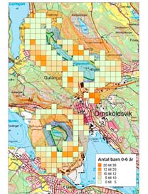 Boende i närområdet Befolkningsdata som används nedan är aggregerad på rutnivå (250 m 250 m) där varje ruta innehåller data om de personer som har sin folkbokföringsadress 5 inom rutan.