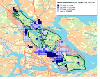 Äldre kvinnor är en grupp som förhållandevis sällan tar sig ut. I figur 7 redovisas kvinnor som är 70 år och äldre, bosatta i Nationalstadsparkens närområde.