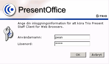 Att komma igång In- och utloggning Logga in När du skriver in adressen (som du får av systemadministratören) till Staff Client i din webbläsare visas inloggningsrutan.