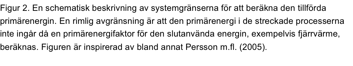 Avfall Avfall Avfall Rivning Rivning Rivning Rivning 5 4 3 2 1 Figur 2. En schematisk beskrivning av systemgränserna för att beräkna den tillförda primärenergin.