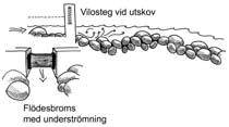 Ritning över omlöpet vid Holstebro kraftverk, Danmark. Omlöpet är 655 m med en fallhöjd på 5 m. Sex vilobassänger och lekgrus är delar av omlöpet.