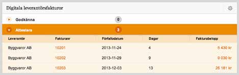 Genom att klicka på en specifik faktura tar du dig direkt till bokföringsprogrammet där du kan hantera den.