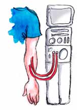Då får man lära sig sköta en dialysapparat som är anpassad till att användas i hemmet. Den som känner sig osäker på att klara sig själv kan få kontakt med en sköterska som ger assistans per telefon.