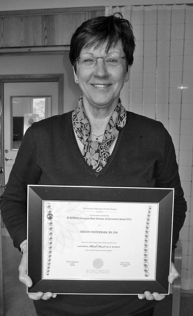 Kerstin Westermark hyllad för sitt arbete med särläkemedel Den 29 februari 2012, på Rare Disease Day, tilldelades Kerstin Westermark en utmärkelse för sina insatser inom COMP och sitt arbete för