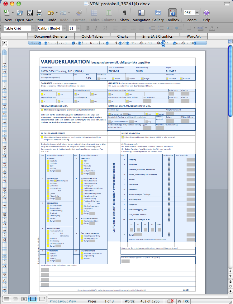 14. Skapa PDF PDF skapas och innehåller samtlig informa4on från test och bilder. PDF på eget fordon visar Reg.nr och värdeinfo.