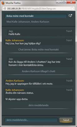 4 V10 funktioner du gör en ändring i din status på din telefon, slår denna information igenom även till mypbx och visas där.