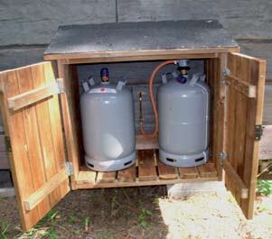 På hemmets terrass kan vara en gasvärmare och på gården en gasgrill.