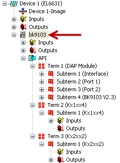 Om allt gjorts rätt för den anslutna PN-noden hittas. I detta bildexempel är en fast IPadress vald på BK9103:an (endast dip-switch 4 står på on).