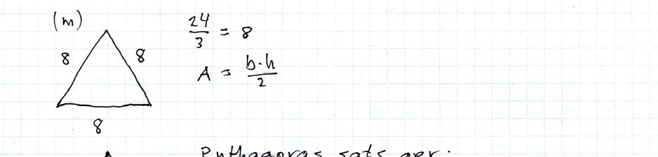 likhetstecken, hänvisning till Pythagoras sats, tydlig figur med införda beteckningar, etc.