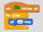 Startblocket och loopblocket sitter ihop, men det blå blocket är lagt åt sidan så länge.